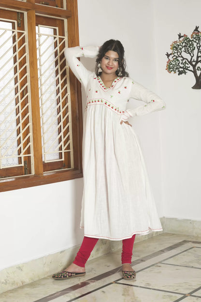 White Cherry Farm Anarkali Kurta