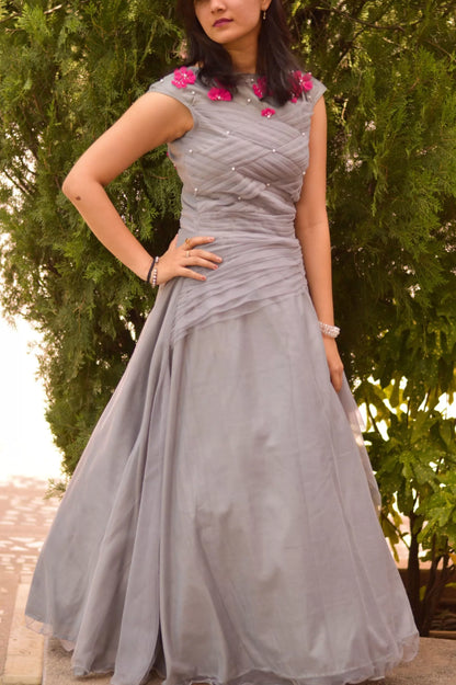 Grey Draped Gown