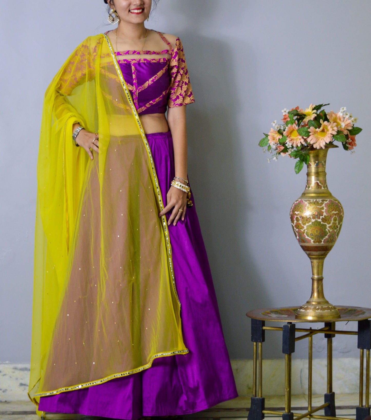 Purple Silk Lehenga