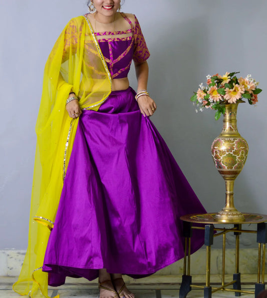 Purple Silk Lehenga