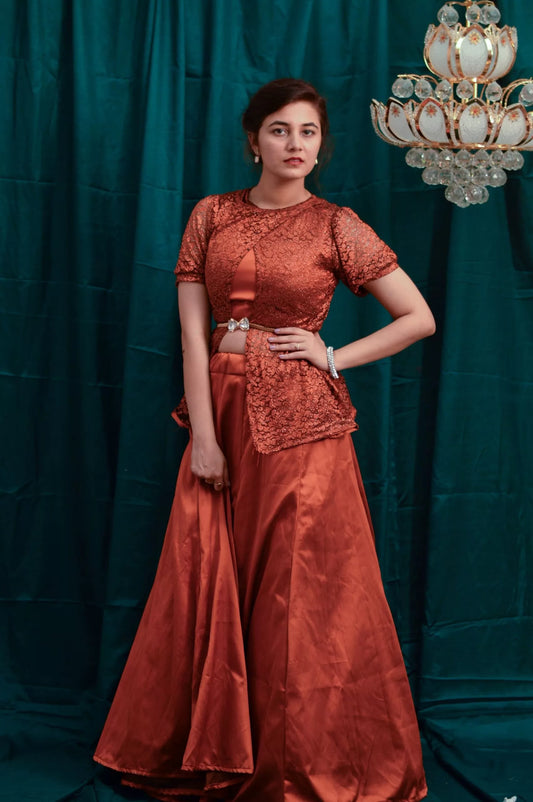 Rust Lehenga