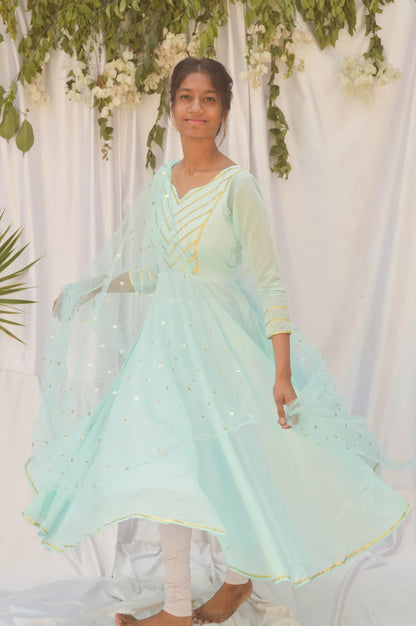 SkyBlue Gota Embellished Anarkali