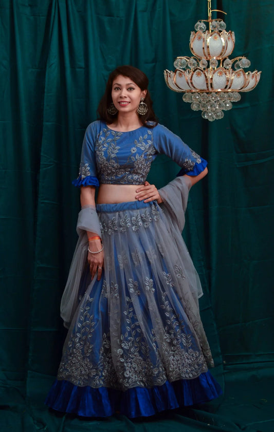 Blue Garden Lehenga