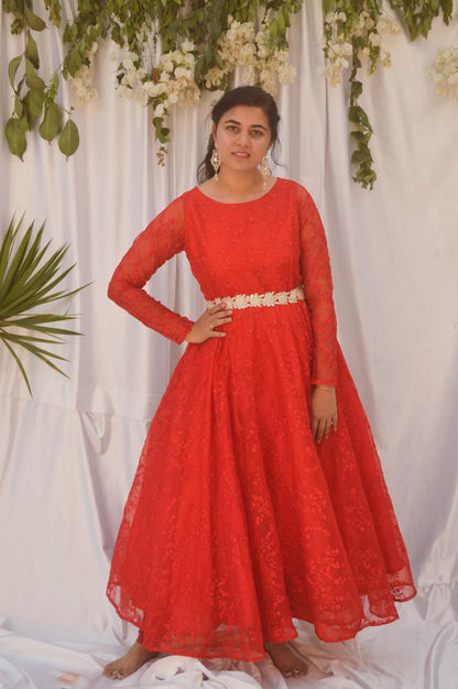 Red Anarkali Gown