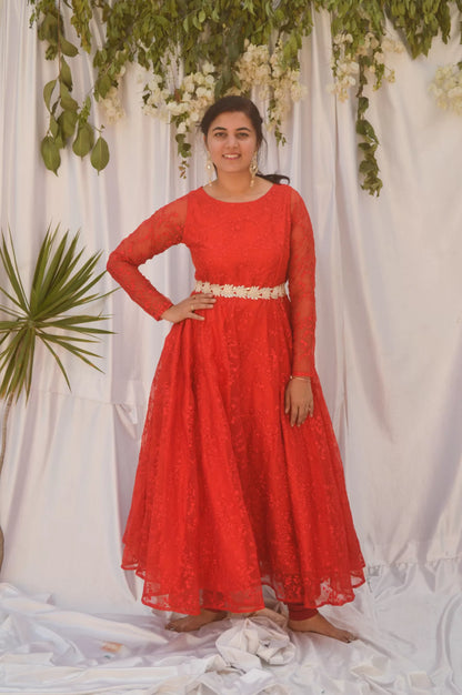 Red Anarkali Gown