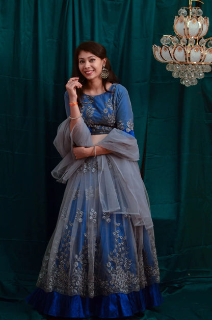 Blue Garden Lehenga