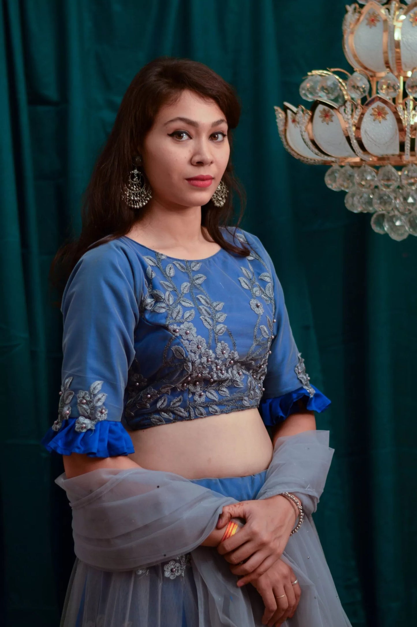 Blue Garden Lehenga