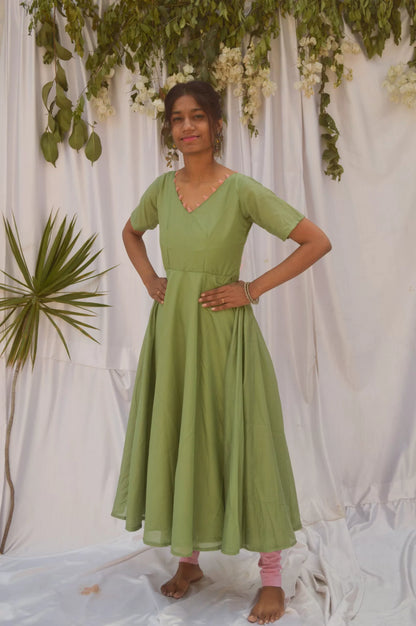 Sage Green Ring Tassel Anarkali