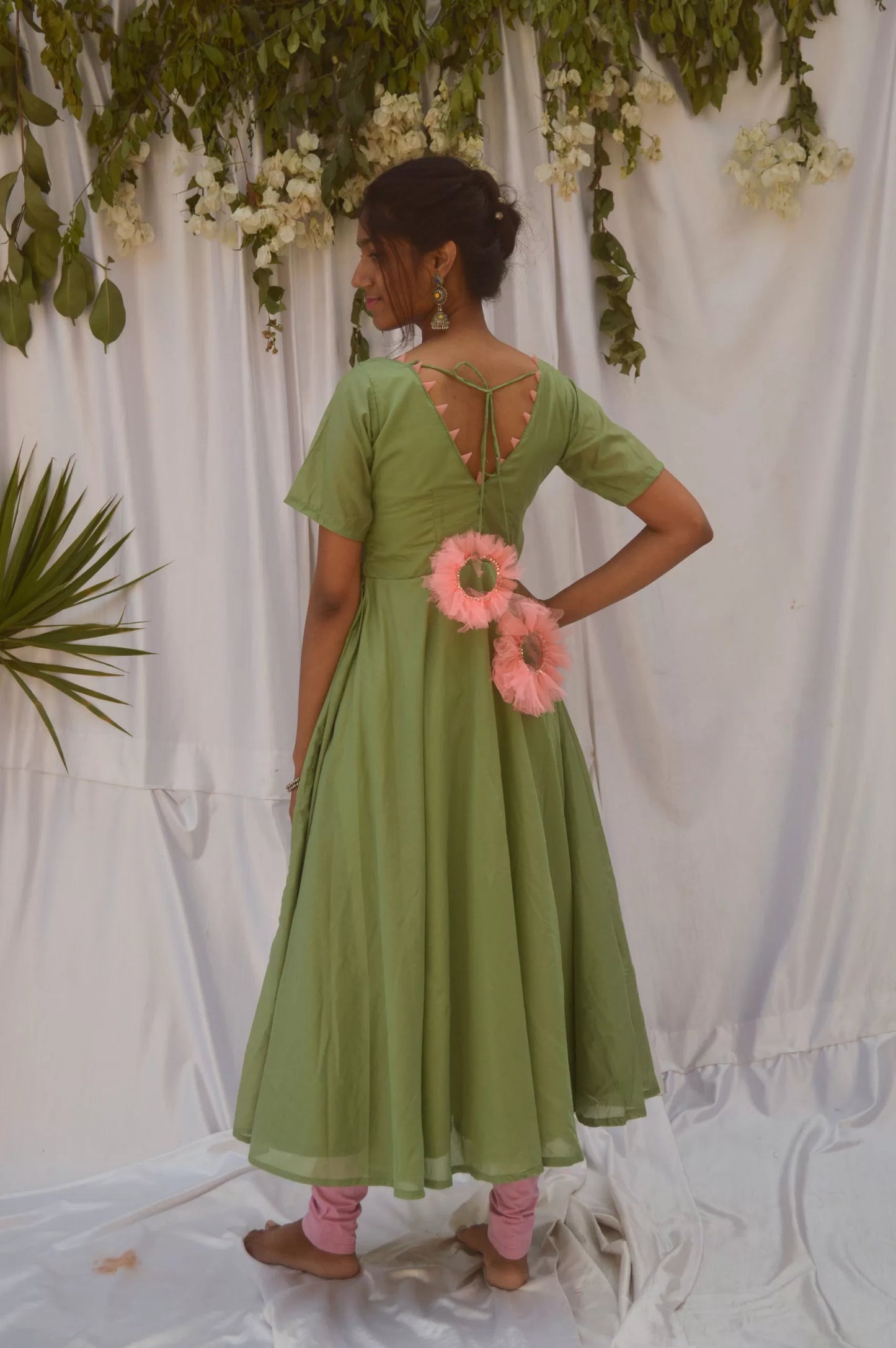 Sage Green Ring Tassel Anarkali