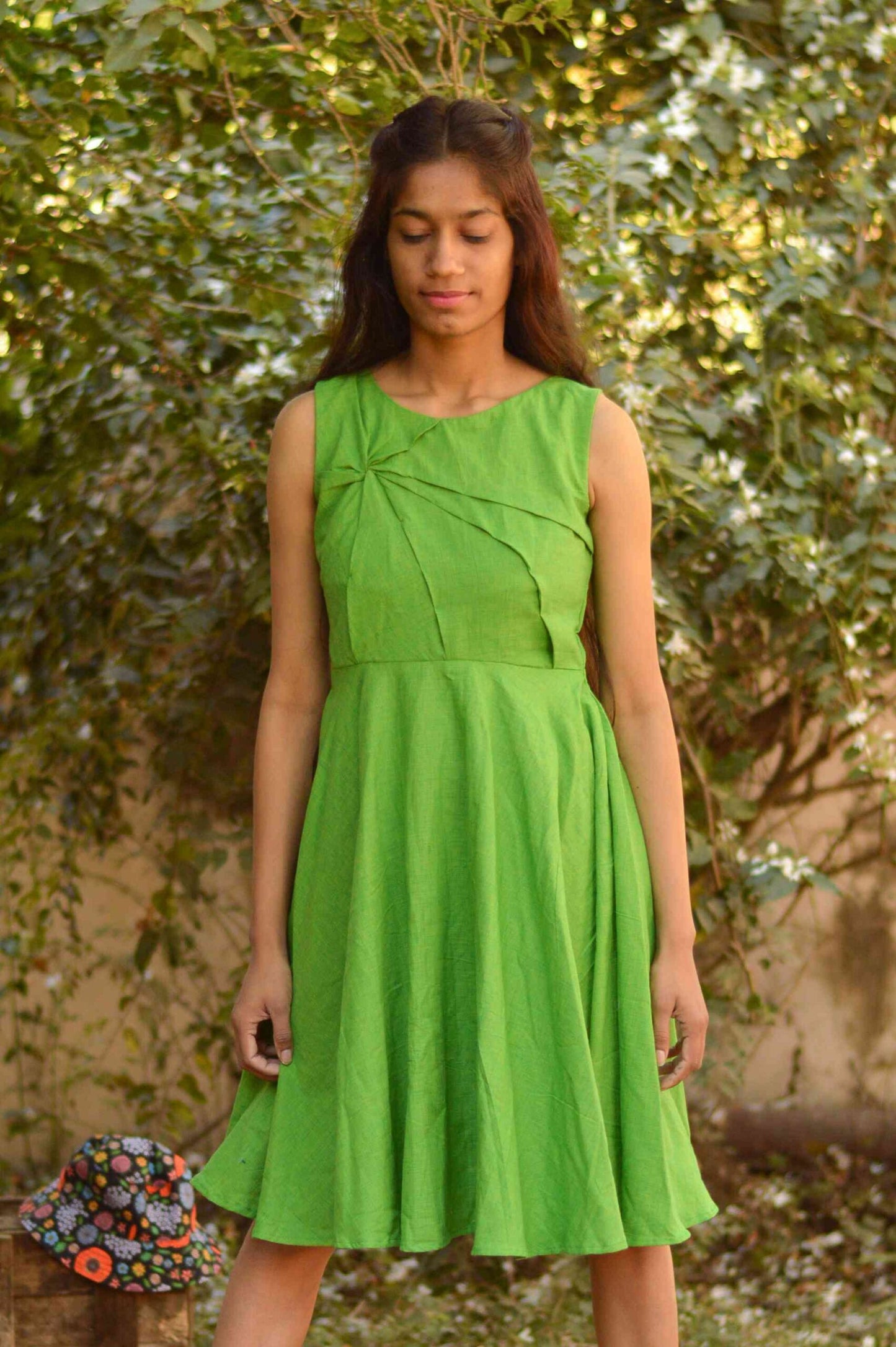 South Cotton Green Fit & Flare Dress