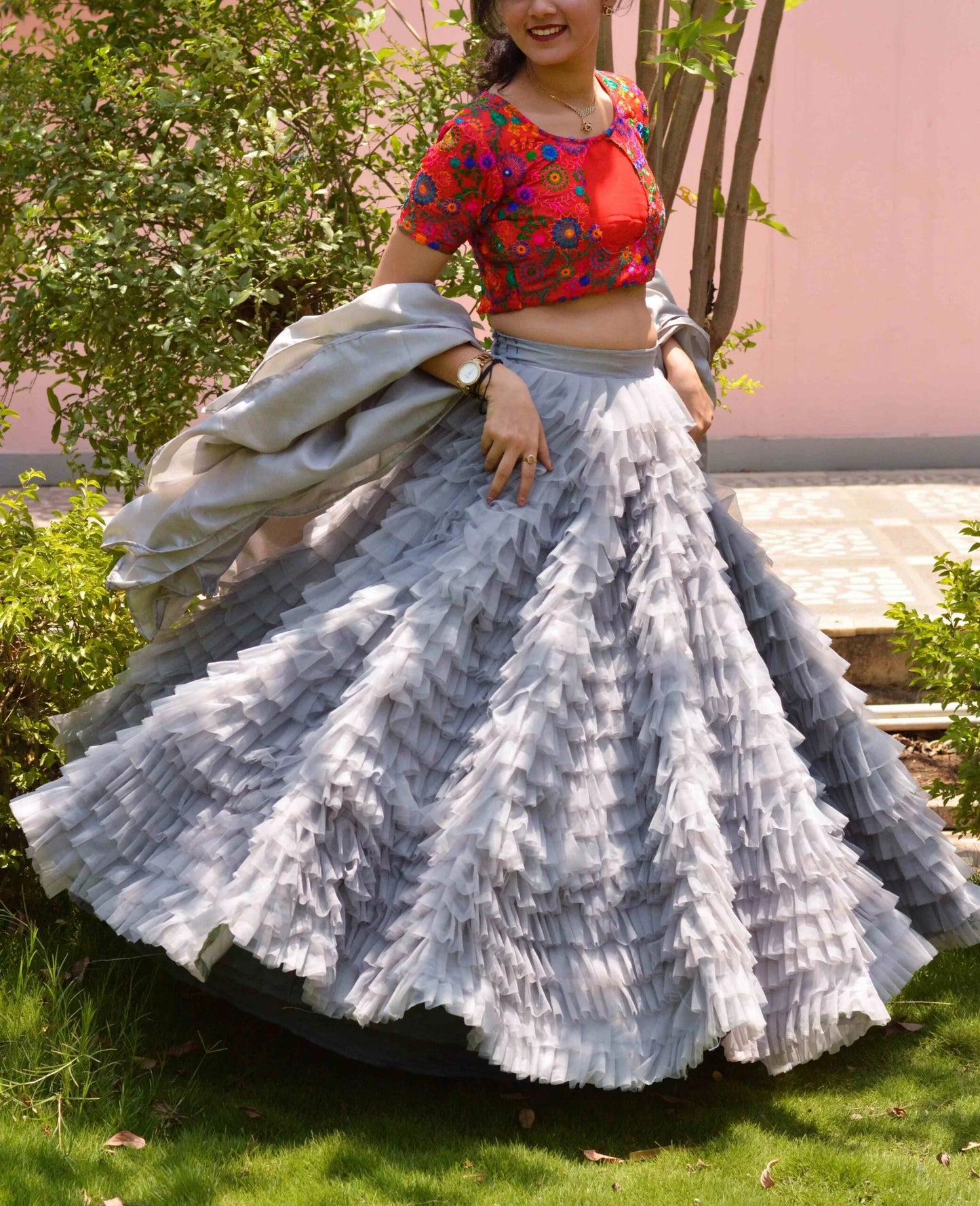 Grey All About Frill Lehenga