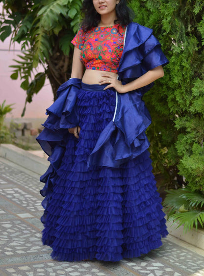 Blue All About Frill Lehenga