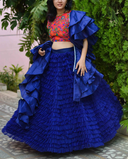 Blue All About Frill Lehenga