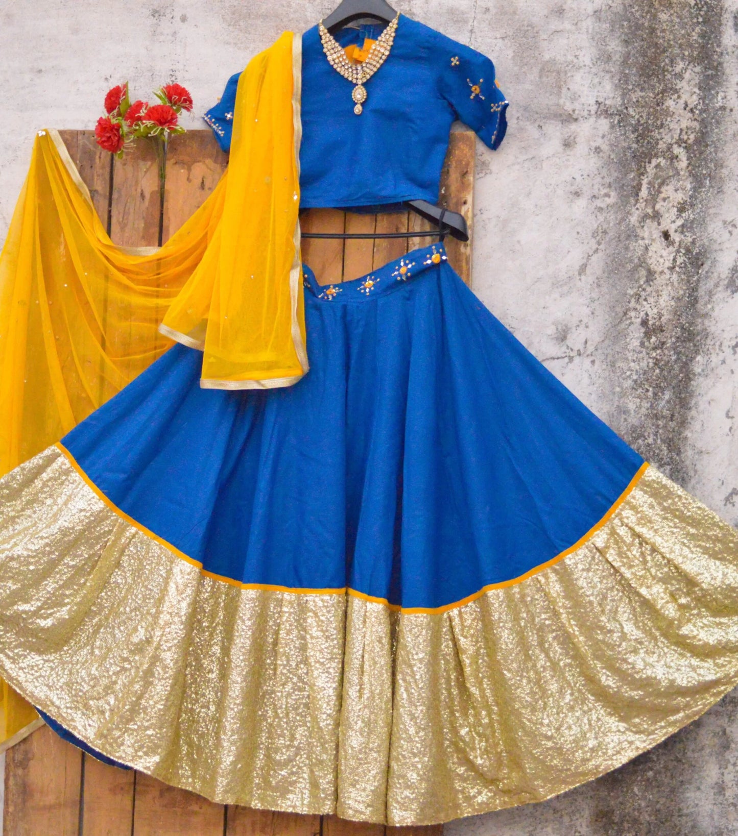 Blue Golden Lehenga