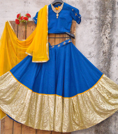 Blue Golden Lehenga