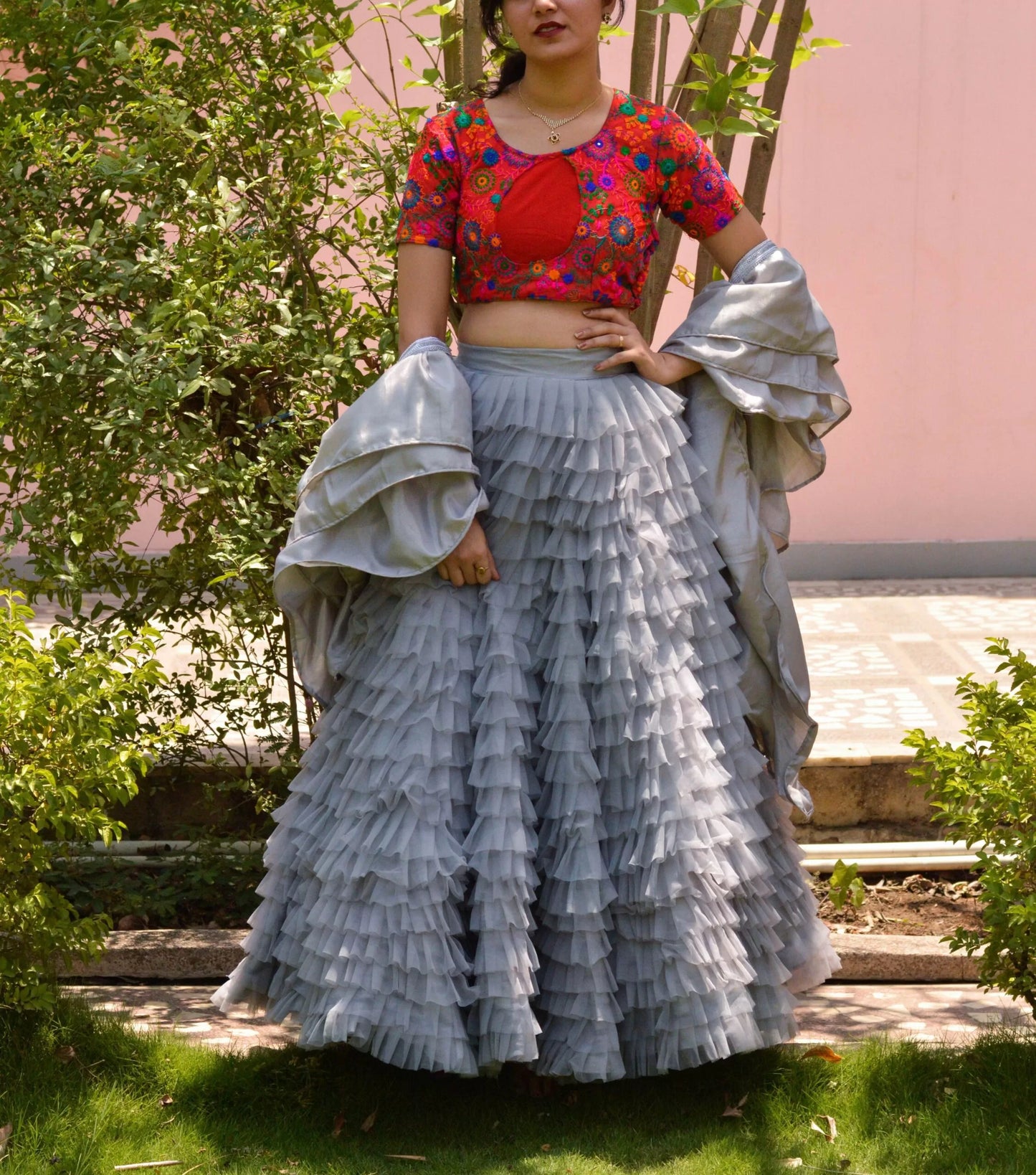 Grey All About Frill Lehenga