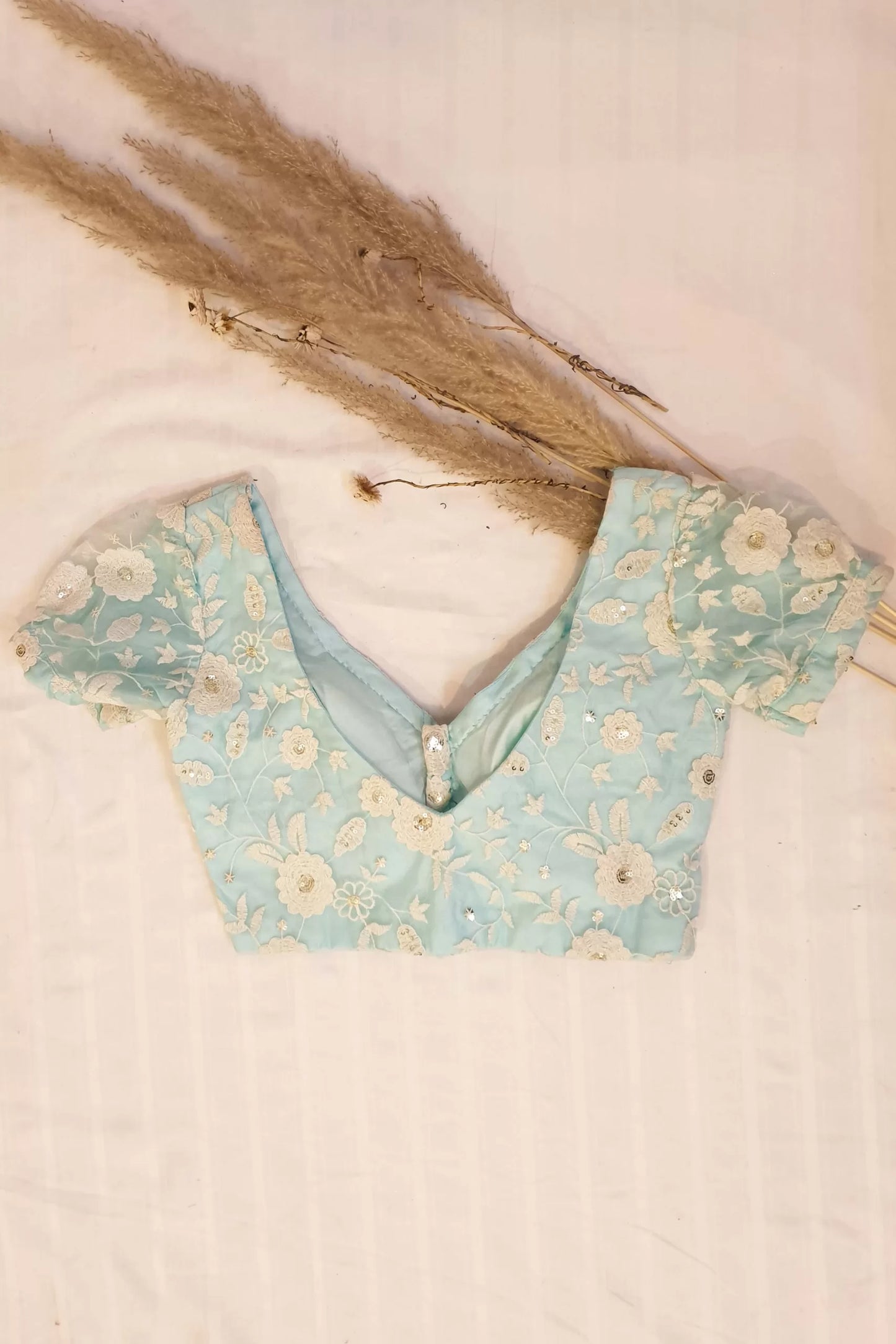 Sky Blue Embroidered Blouse