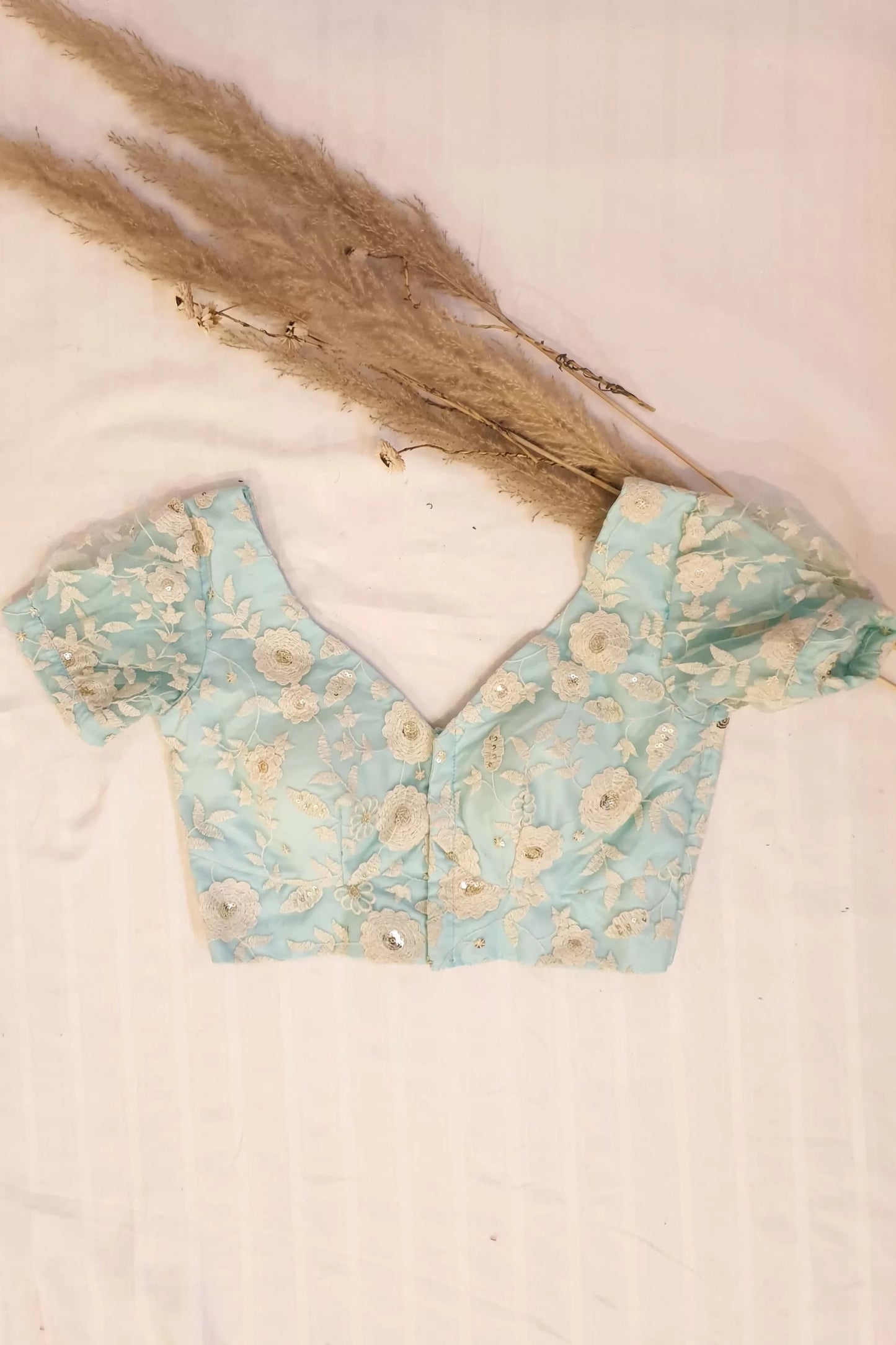 Sky Blue Embroidered Blouse